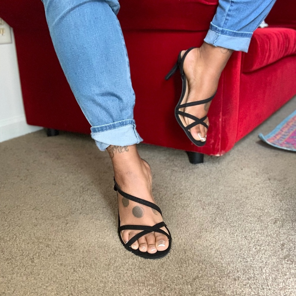 Black strappy heels